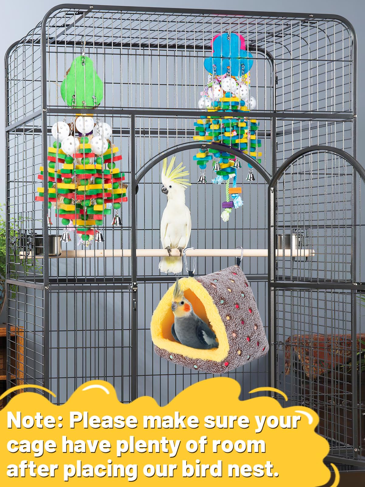 Small Winter Warm Bird Nest for Cage - Comfortable Bird Bed with Support Board, Hanging Hammock Shed Hideaway Hut Gift for Macaws African Grey Amazon Parrots