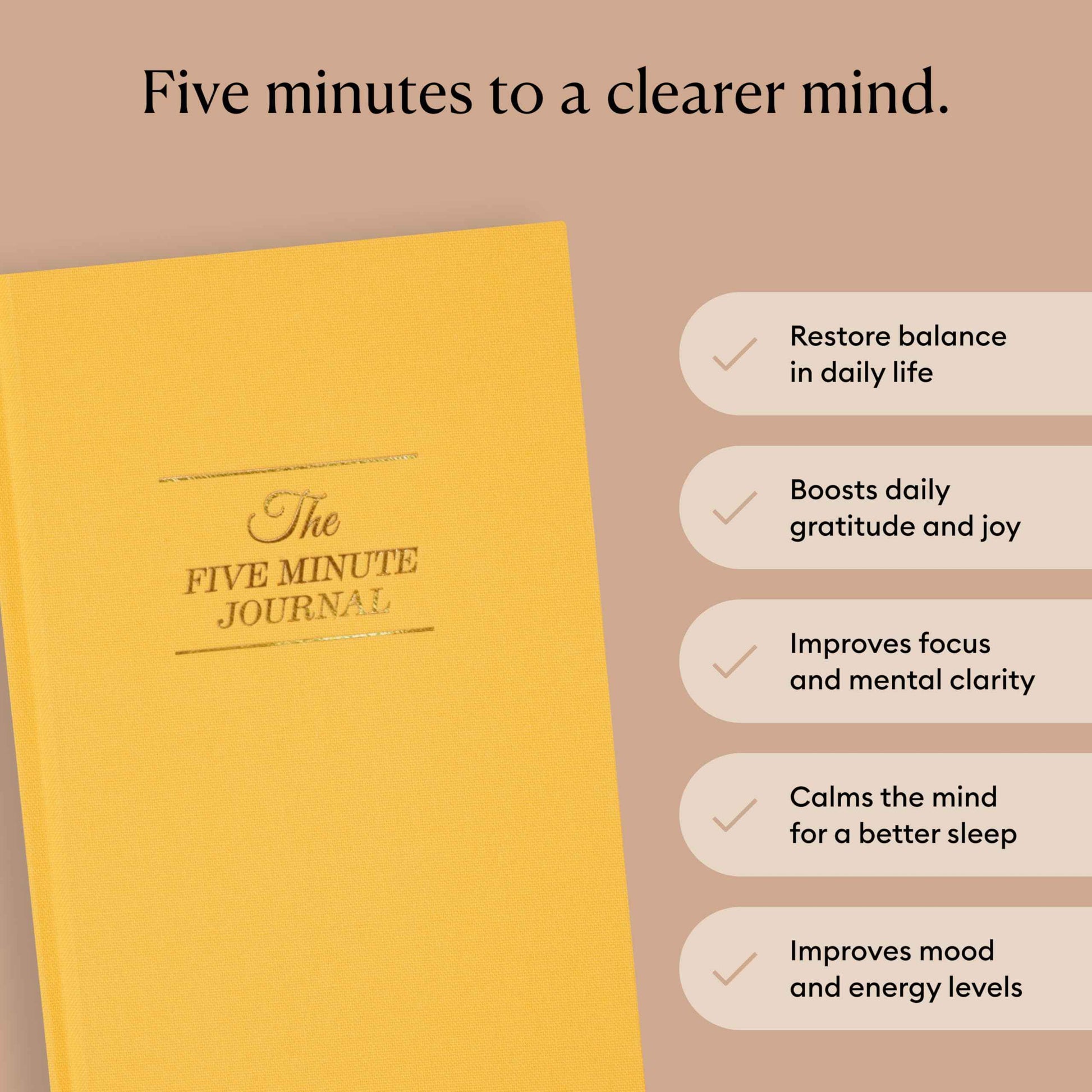 Intelligent Change The Five Minute Journal - Original Daily Gratitude Journal 2025 for Happiness, Mindfulness & Reflection - Daily Affirmations - Undated Planner Gifts for Women & Men