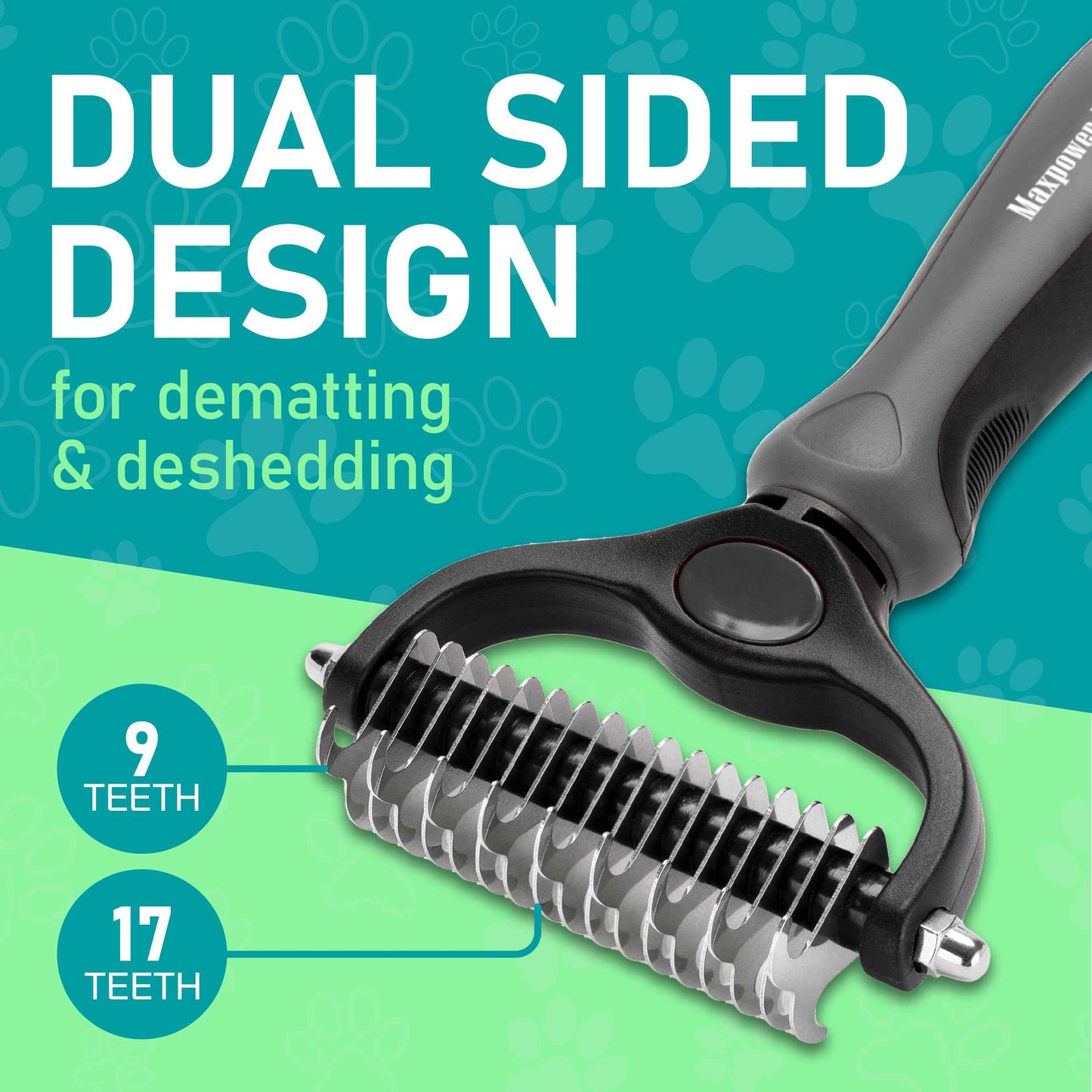 Maxpower Planet Pet Grooming Brush - Double Sided Shedding and Dematting Undercoat Rake Comb for Dogs and Cats,Extra Wide (B1 - Rake, Gloves & Comb, Large)