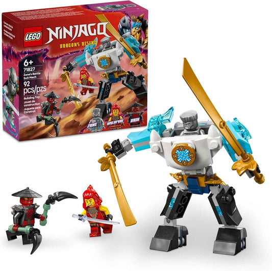LEGO NINJAGO Zane's Battle Suit Mech Ninja Toy - Building Toy for Pretend Play for Kids, Boys and Girls, Ages 6+ - with 3 Minifigures - Gift Idea for Birthdays - 71827