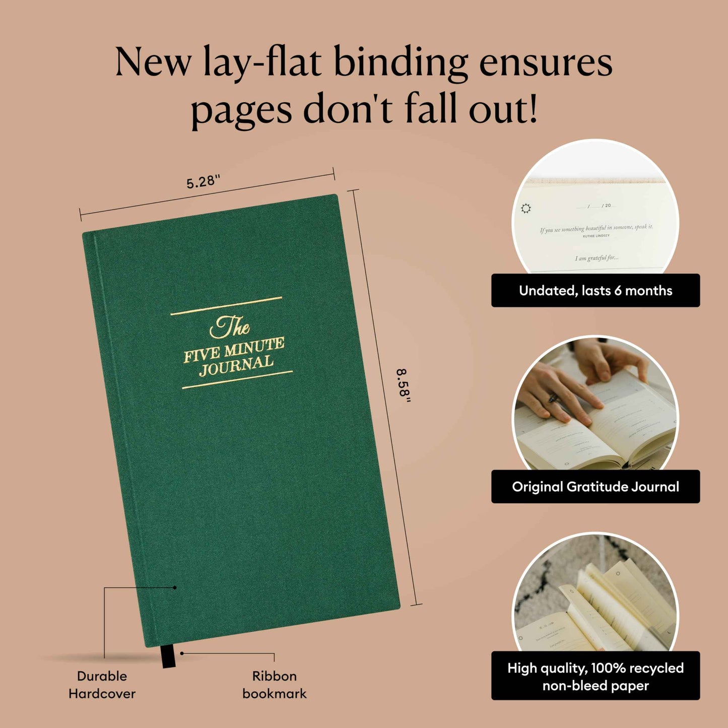 Intelligent Change The Five Minute Journal - Original Daily Gratitude Journal 2025 for Happiness, Mindfulness & Reflection - Daily Affirmations - Undated Planner Gifts for Women & Men