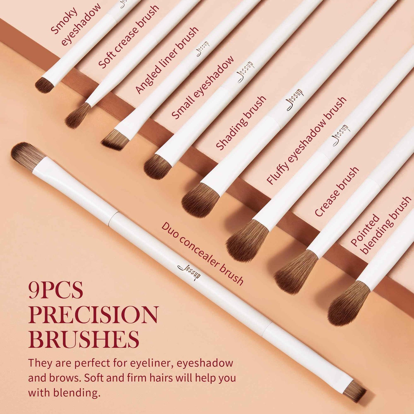 Jessup Makeup Brushes 14Pcs Makeup Brush Set Premium Synthetic Powder Foundation Contour Blush Concealer Eye Shadow Blending Liner Make Up Brush Kit Light Grey T329