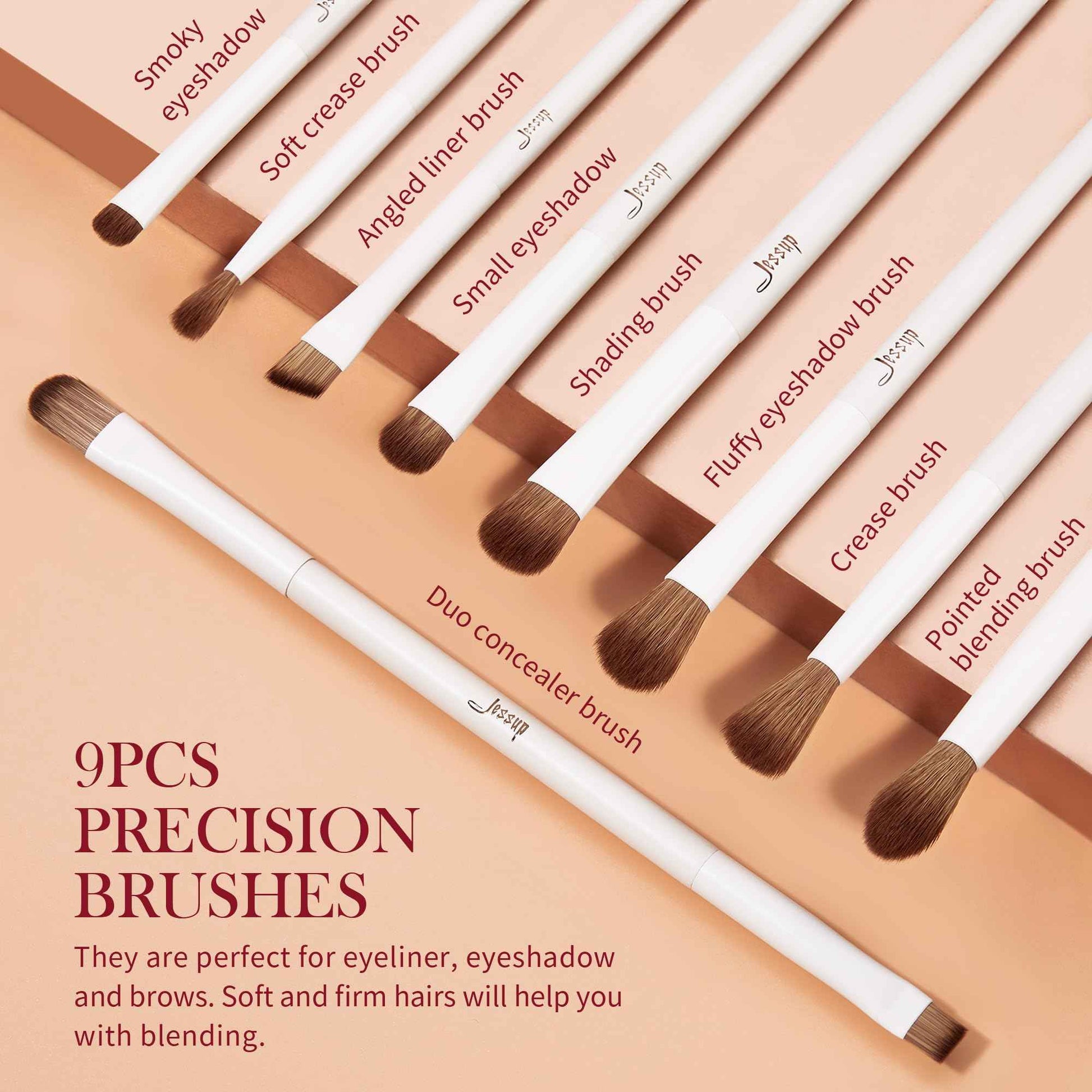 Jessup Makeup Brushes 14Pcs Makeup Brush Set Premium Synthetic Powder Foundation Contour Blush Concealer Eye Shadow Blending Liner Make Up Brush Kit Light Grey T329