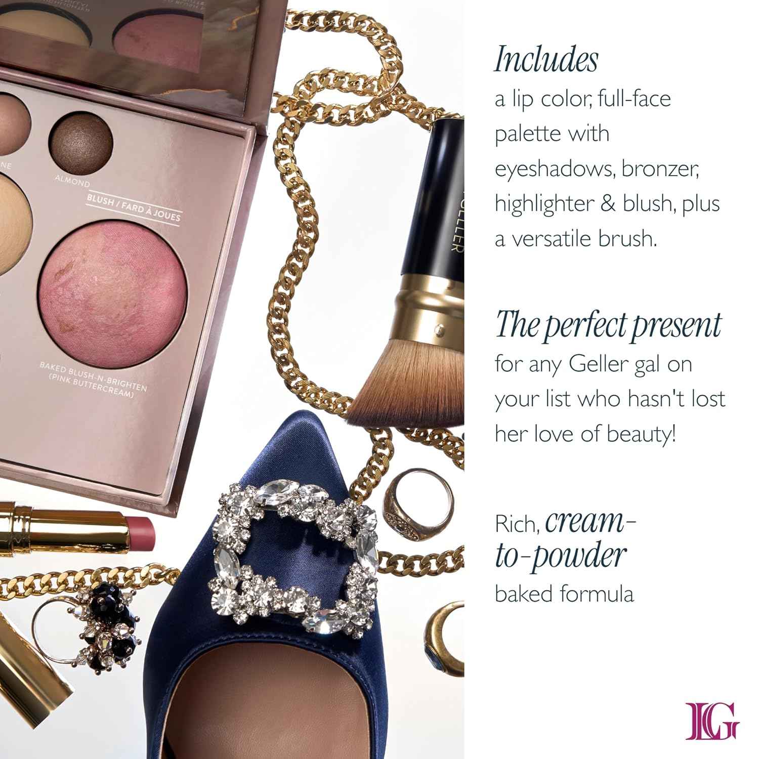 LAURA GELLER NEW YORK Own Your Age Boxed Makeup Collection | Amazon Exclusive - Giftable Makeup Set with All-in-One Face Palette, Hydrating Lip Color Balm and Retractable Travel Friendly Kabuki Brush