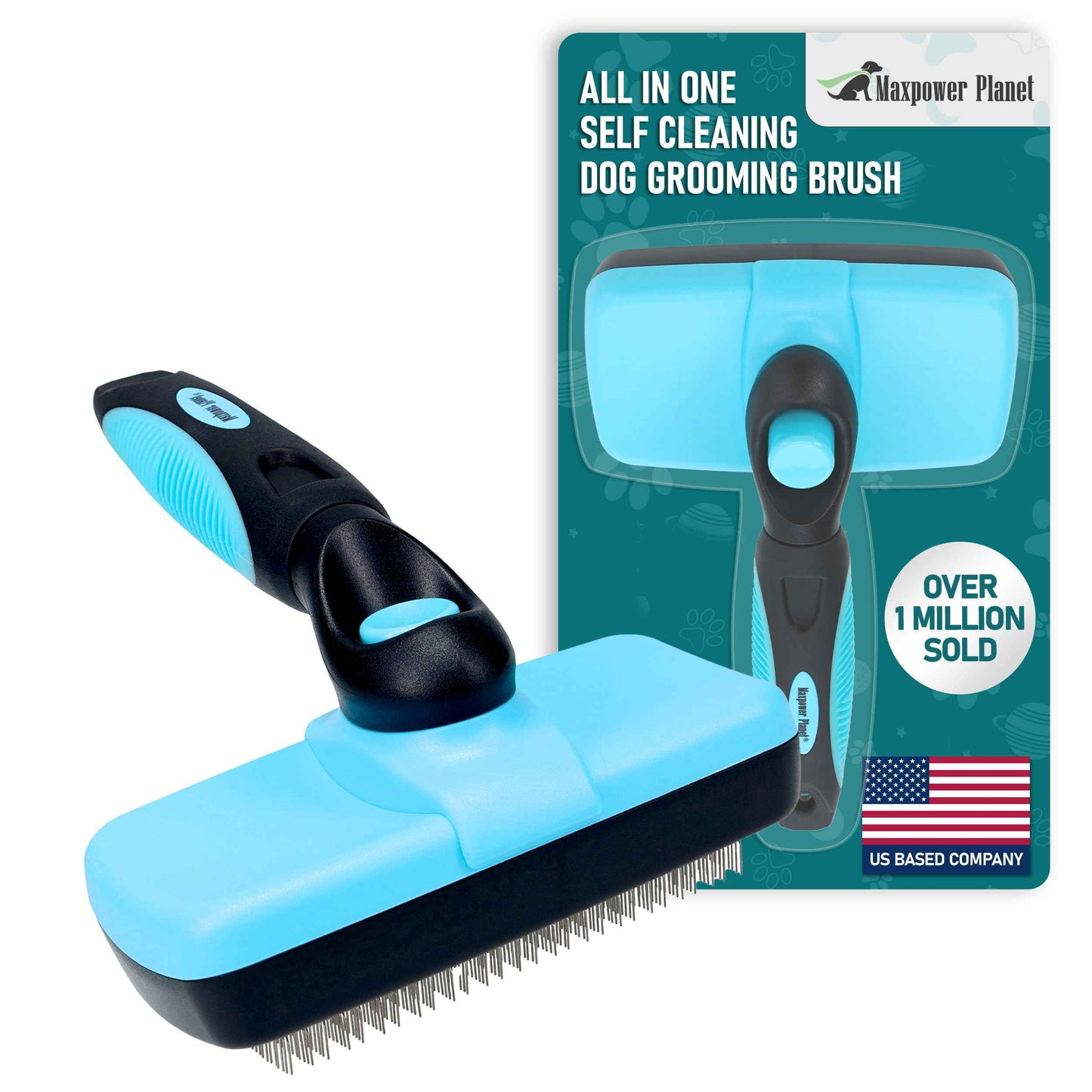 Maxpower Planet Pet Grooming Brush - Double Sided Shedding and Dematting Undercoat Rake Comb for Dogs and Cats,Extra Wide (B1 - Rake, Gloves & Comb, Large)