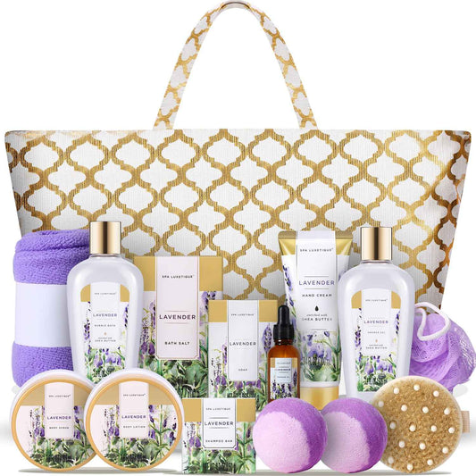 spa luxetique Spa Gift Baskets for Women - Gift Set for Women,15pcs Luxury Relaxing Spa Kit with Bath Bombs, Birthday Gifts Body and Bath Set