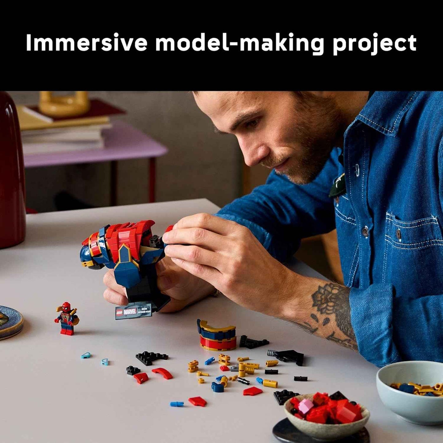 LEGO Marvel Iron Spider-Man Bust Collectible - Building Kit for Adults, Ages 18+ - Includes Iron Spider-Man Minifigure - Collectible Model for Super Hero Fans - Gift for Men and Women - 76326