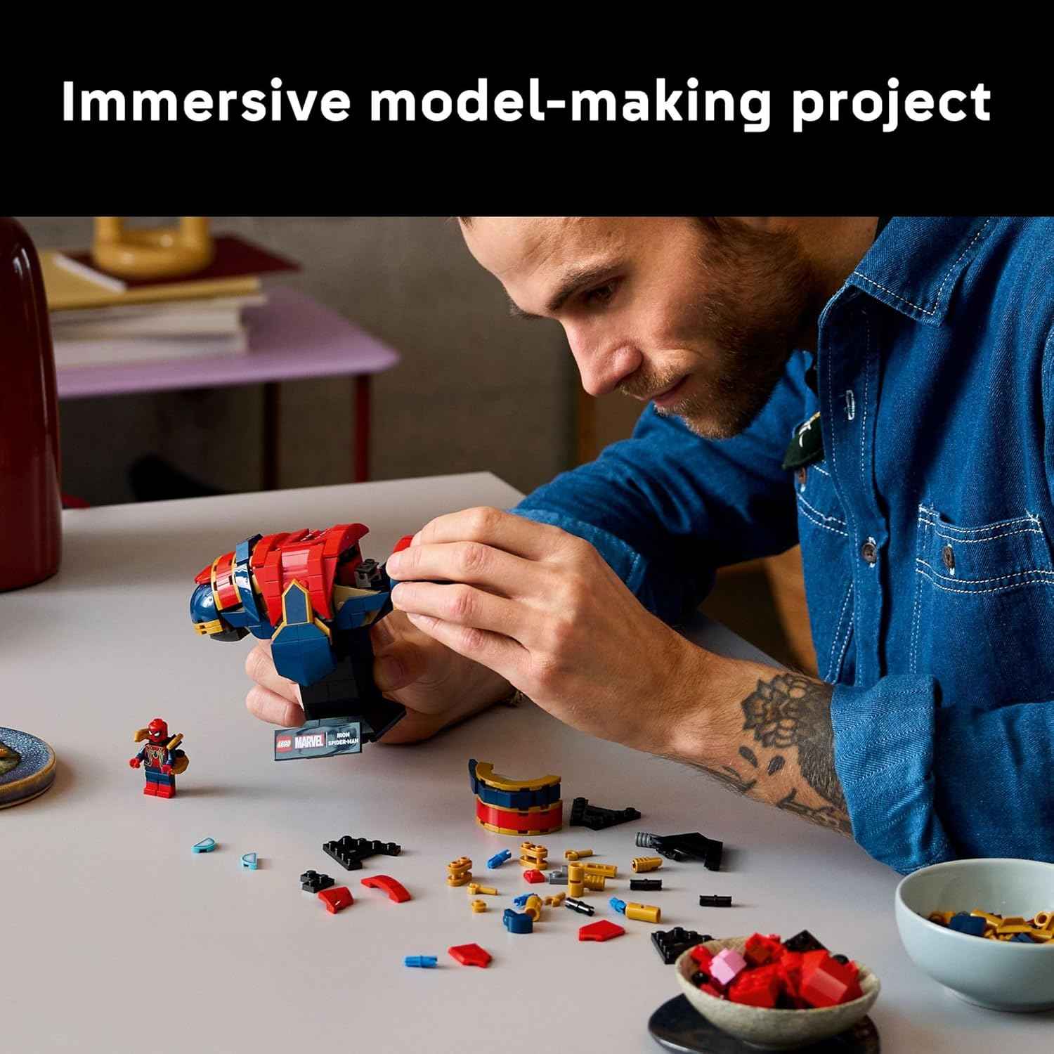 LEGO Marvel Iron Spider-Man Bust Collectible - Building Kit for Adults, Ages 18+ - Includes Iron Spider-Man Minifigure - Collectible Model for Super Hero Fans - Gift for Men and Women - 76326