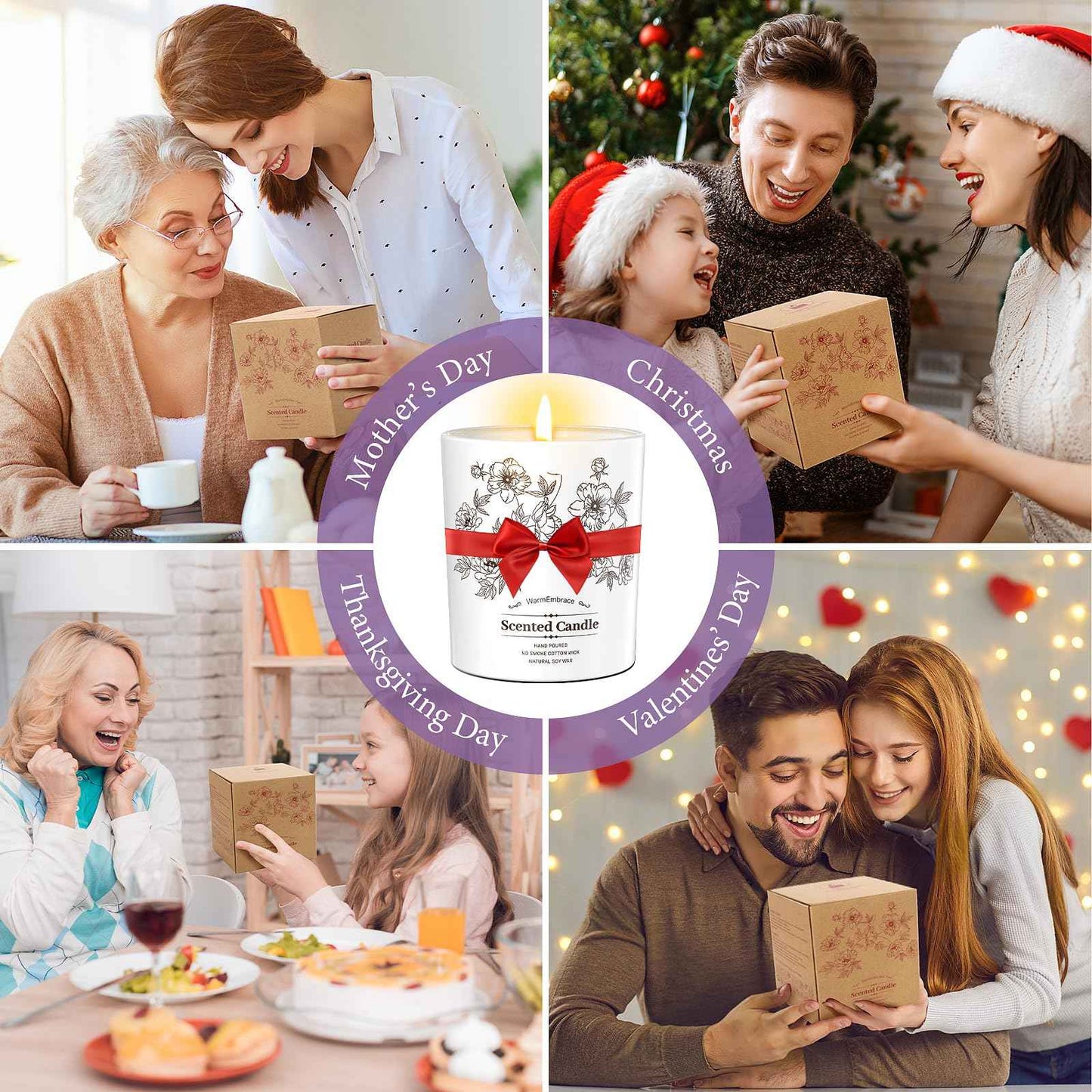 Deluxe Scented Candle for Women & Men, Vanilla Coconut Soy Wax Candle, 8 Oz Jar Candle for Home, Scented-60 Hours Long Lasting Burning, Suitable Gift for Mom