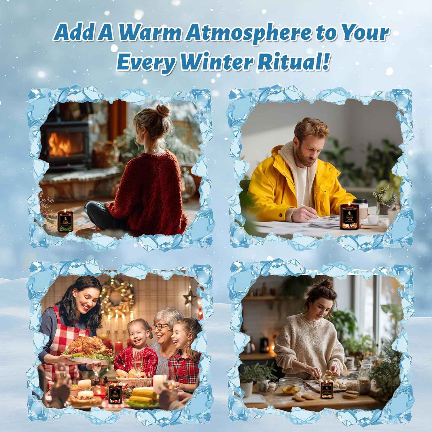 Fall Candle Set, Fall Scented Candles for Home, 4 Pack Soy Candle Set, Autumn Gifts for Women Men, Autumn Scents of Vanilla Pumpkin/Cinnamon Clove/Apple Pie/Fall Party