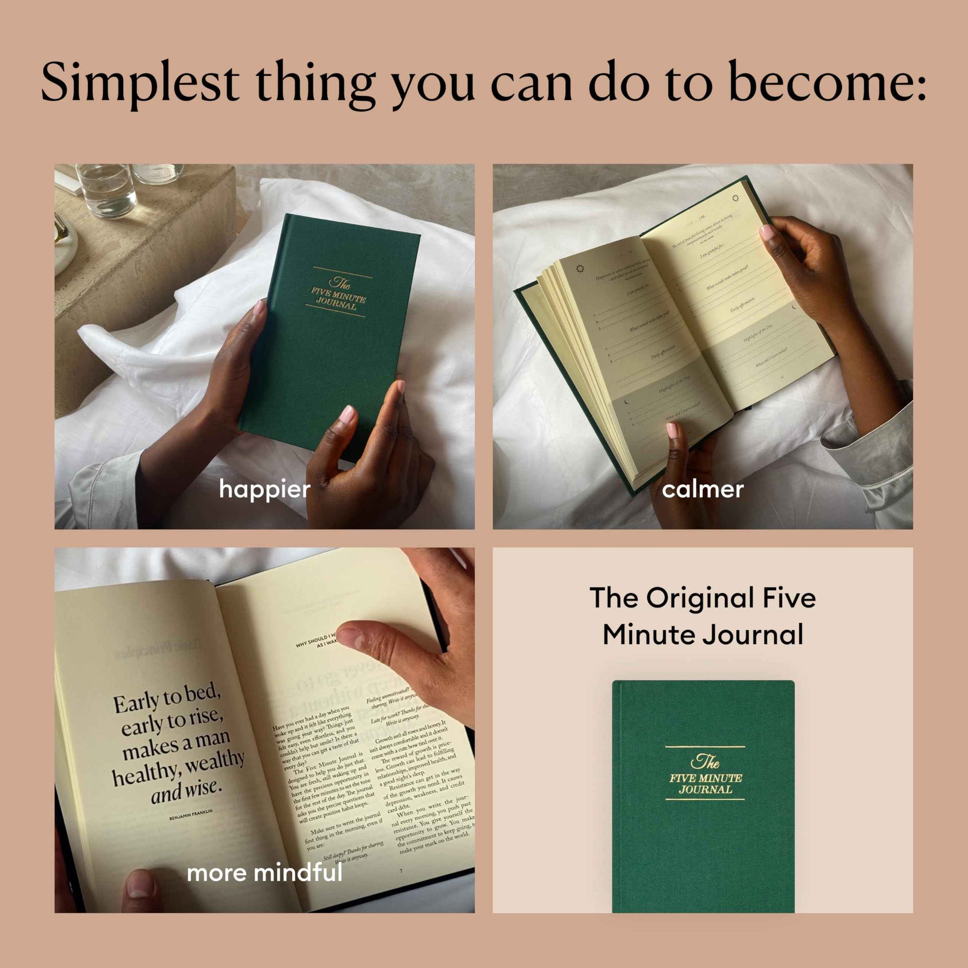 Intelligent Change The Five Minute Journal - Original Daily Gratitude Journal 2025 for Happiness, Mindfulness & Reflection - Daily Affirmations - Undated Planner Gifts for Women & Men