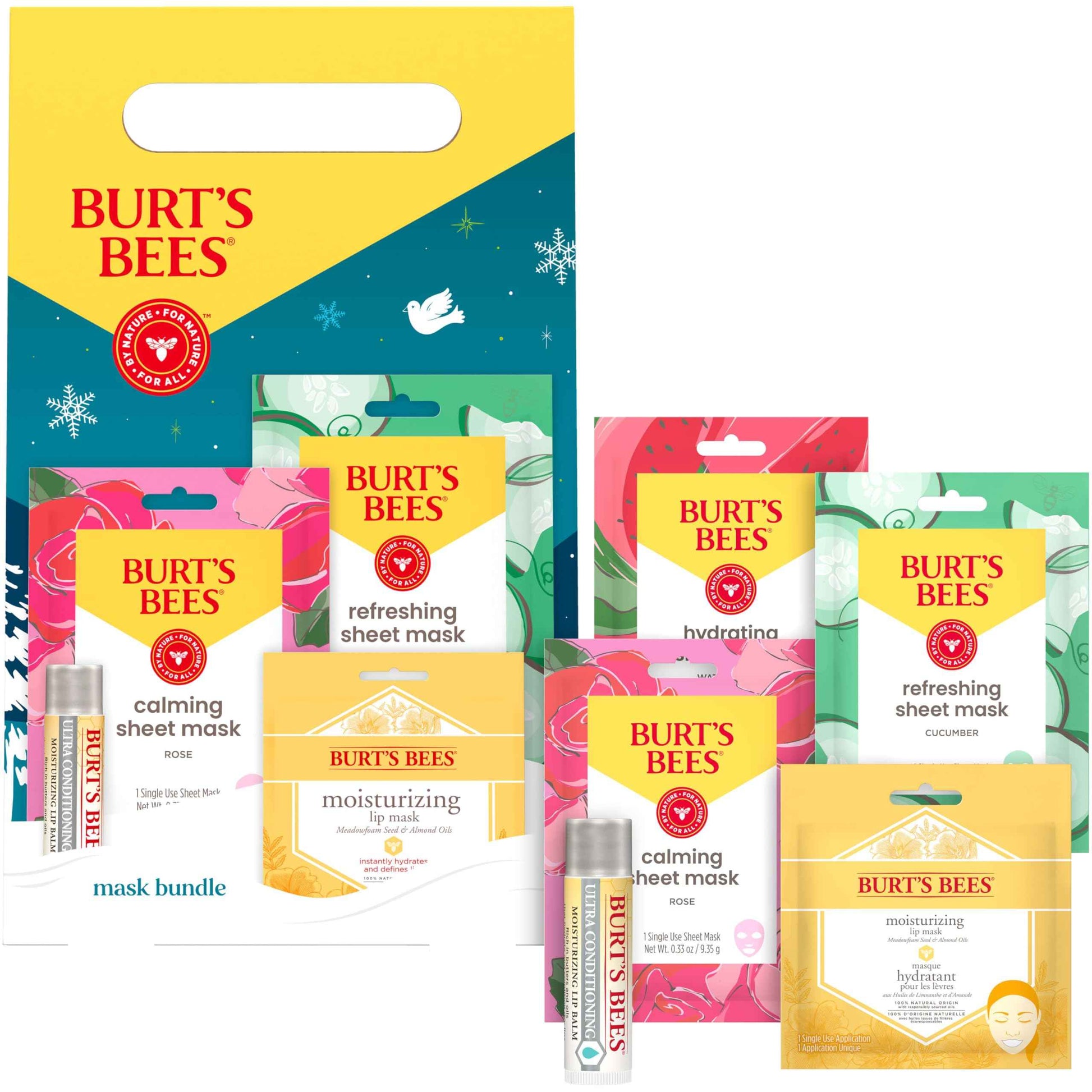 Burt's Bees Christmas Gifts, 3 Body Skincare Stocking Stuffers, Hand Repair Set, 3 Hand Creams plus Gloves - Almond Milk Hand Cream, Lemon Butter Cuticle Cream, Shea Butter Hand Repair Cream