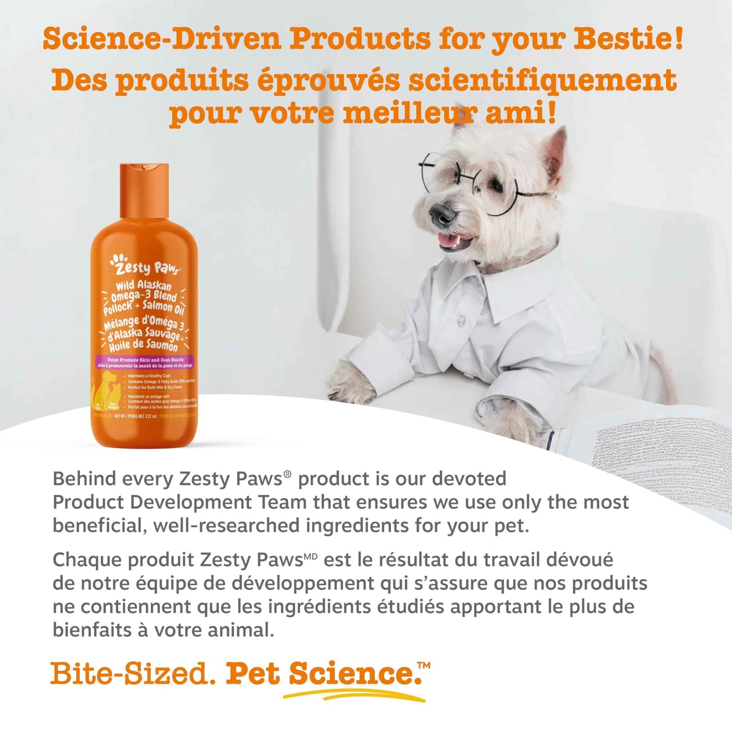 Zesty Paws Wild Alaskan Omega-3 Blend Pollock + Salmon Oil for Dogs and Cats- Skin and Coat Support, Omega 3 Supplement for Pets, 8.5oz