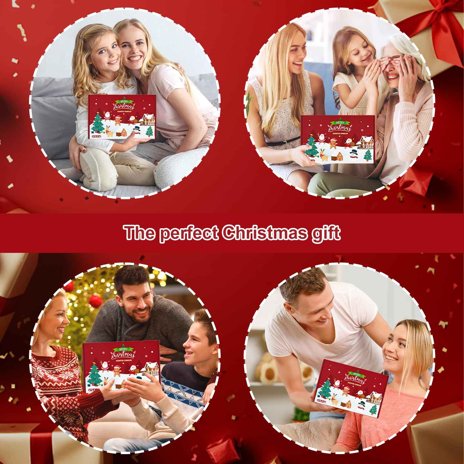 Christmas Candle Set, 6 Pack Candles for Home Scented, Aromatherapy Jar Candle Gifts for Women, Natural Soy Wax Long Lasting Glass Candle Set, Scented Candles for Christmas, Birthday, Thanksgiving Day