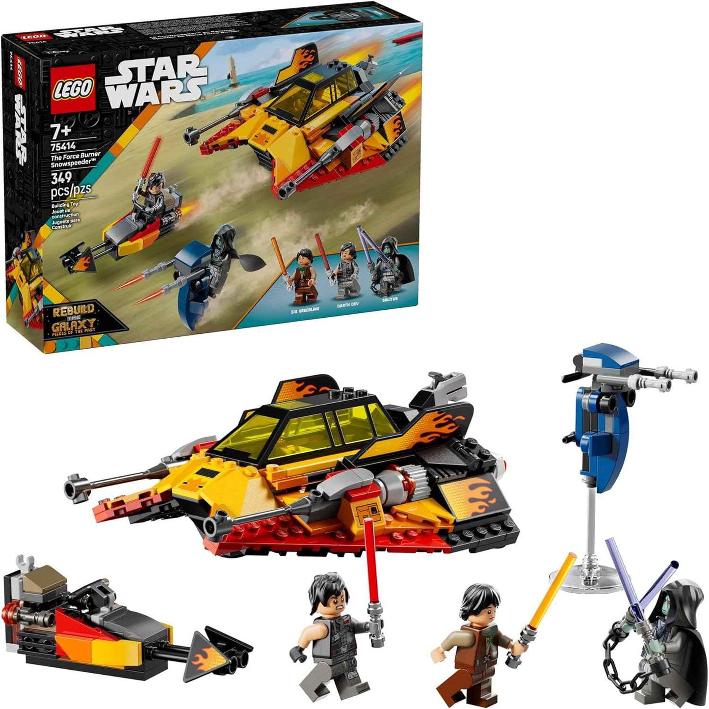 LEGO Star Wars: Rebuild The Galaxy The Force Burner Snowspeeder Building Toy - 2 in 1 Pretend Play Set W/ 3 Minifigures for Kids, Ages 7+ - Collectible Room Decor & Gift Idea for Boys & Girls - 75414