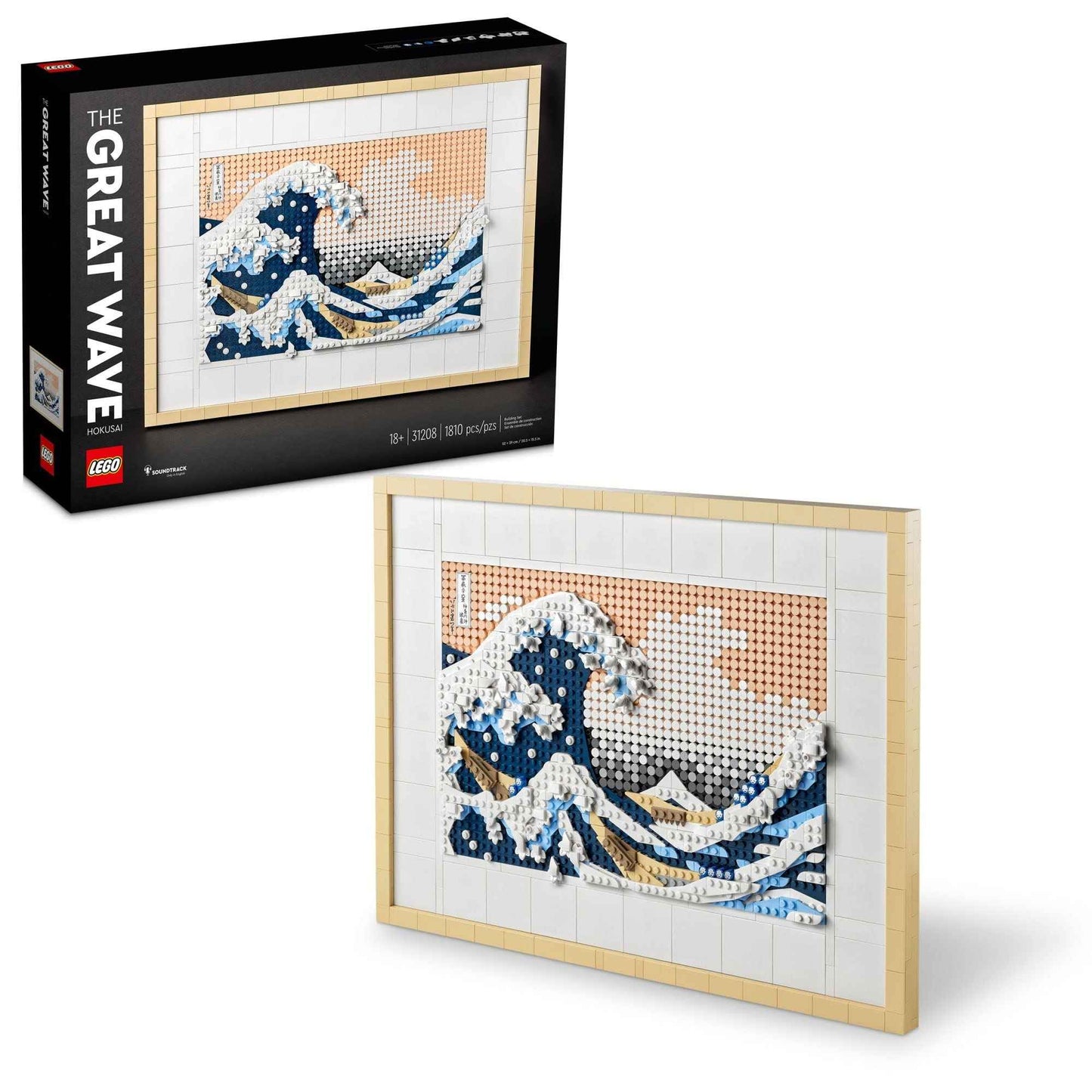 LEGO Art Hokusai The Great Wave Framed Japanese Wall Art Building Set - Unique Wall Decor for Home, Room, or Office - Fun Activity for Adults, Ages 18+ - Gift for Men and Women - 31208