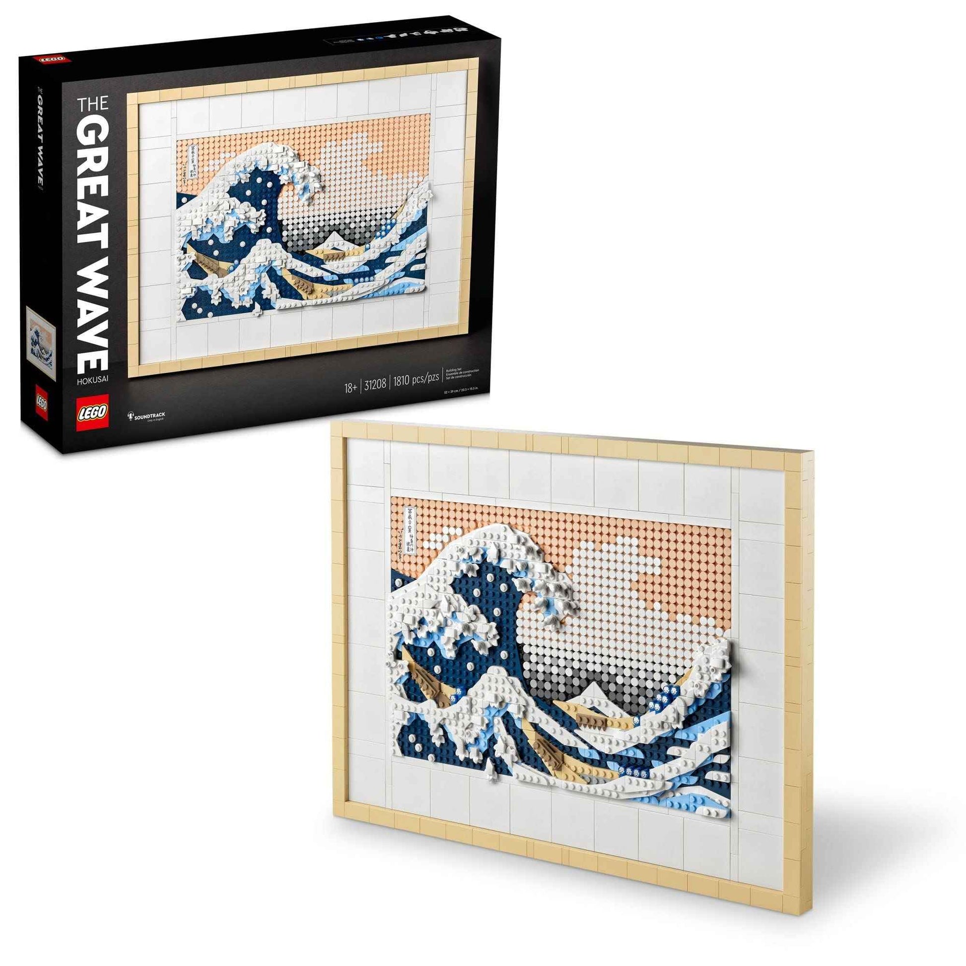 LEGO Art Hokusai The Great Wave Framed Japanese Wall Art Building Set - Unique Wall Decor for Home, Room, or Office - Fun Activity for Adults, Ages 18+ - Gift for Men and Women - 31208