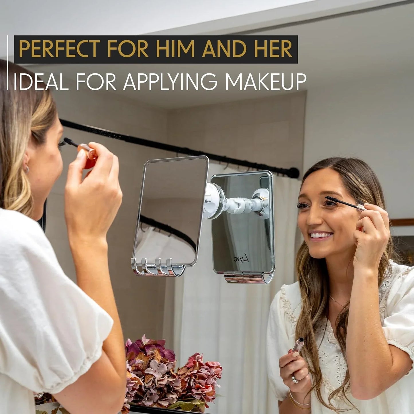 Luxo Shower Mirror, Shower Mirror fogless for Shaving with a Removable Razor Holder - Shaving Mirror for Shower with a Powerful Suction Cup - Shatterproof fogless Mirror for Shower - Jlhbookstore.store