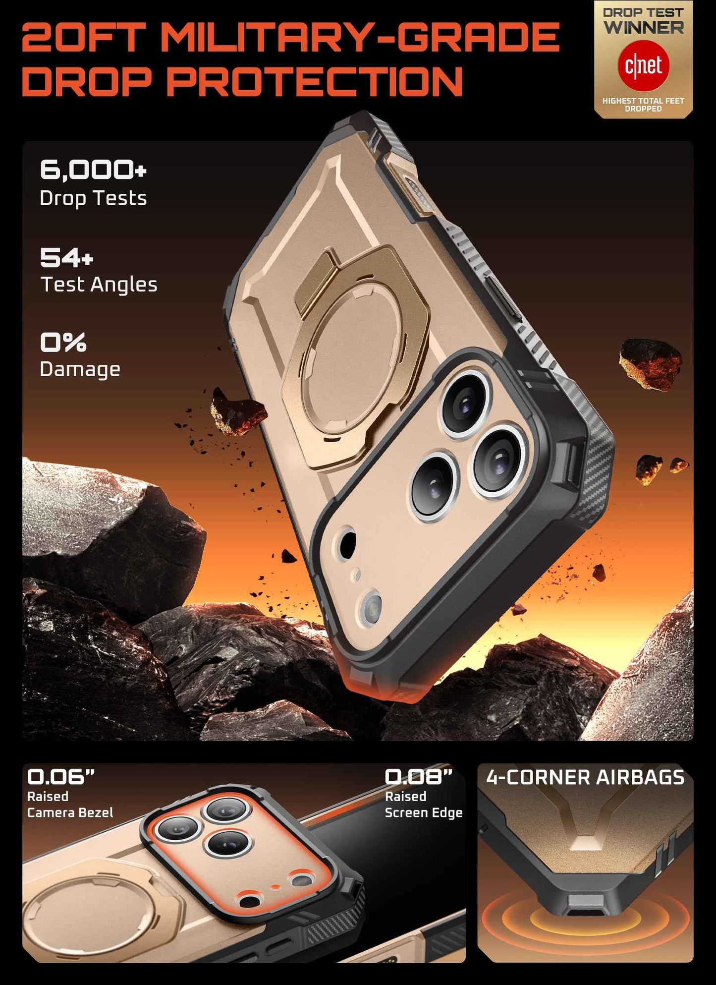 SUPCASE for iPhone 17 Pro Max Case (UBGrip Pro), [Built-in Tempered Glass Screen Protector & Stand] [Camera Control Cover] [Compatible with MagSafe] Full Body Heavy Duty Magnetic Phone Case, Coral