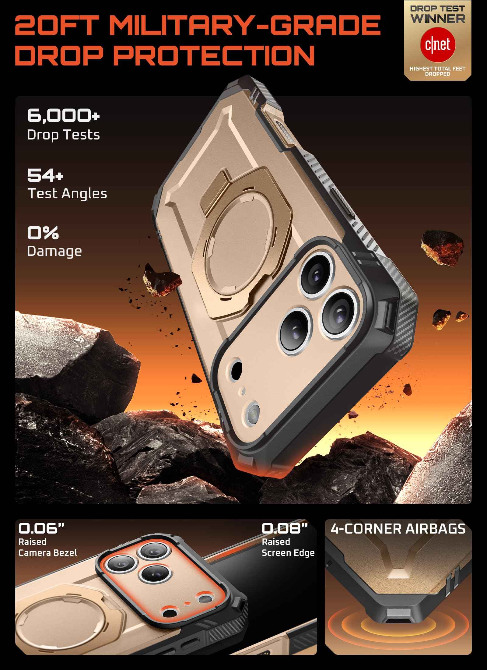 SUPCASE for iPhone 17 Pro Max Case (UBGrip Pro), [Built-in Tempered Glass Screen Protector & Stand] [Camera Control Cover] [Compatible with MagSafe] Full Body Heavy Duty Magnetic Phone Case, Coral