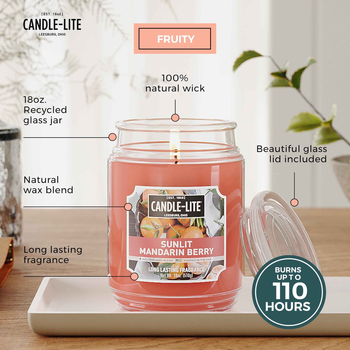 Candle-lite Fall Scented Candles, Creamy Vanilla Swirl, 18 oz Jar, Proudly Poured in The USA, Aromatherapy Candle, Single-Wick with 110 Hours of Burn Time, Perfect for Creating a Relaxing Ambiance