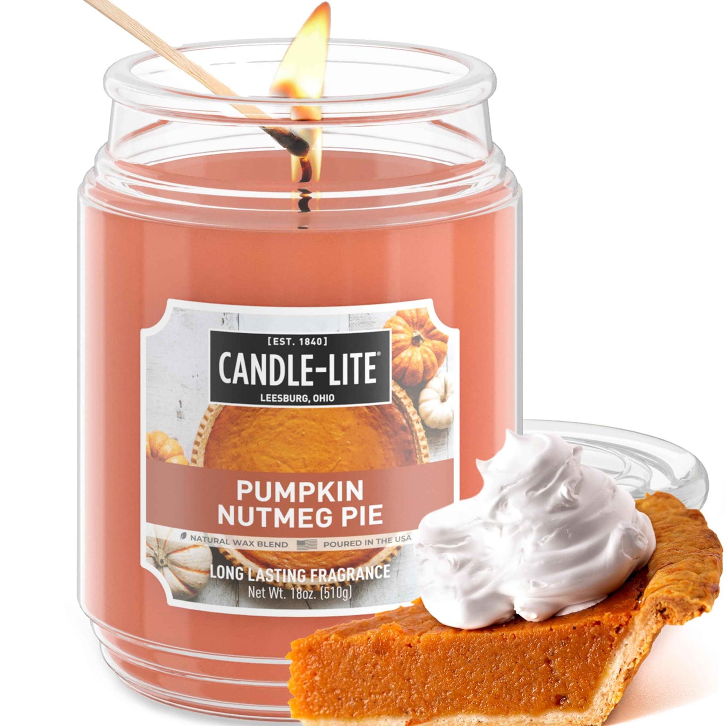 Candle-lite Fall Scented Candles, Creamy Vanilla Swirl, 18 oz Jar, Proudly Poured in The USA, Aromatherapy Candle, Single-Wick with 110 Hours of Burn Time, Perfect for Creating a Relaxing Ambiance