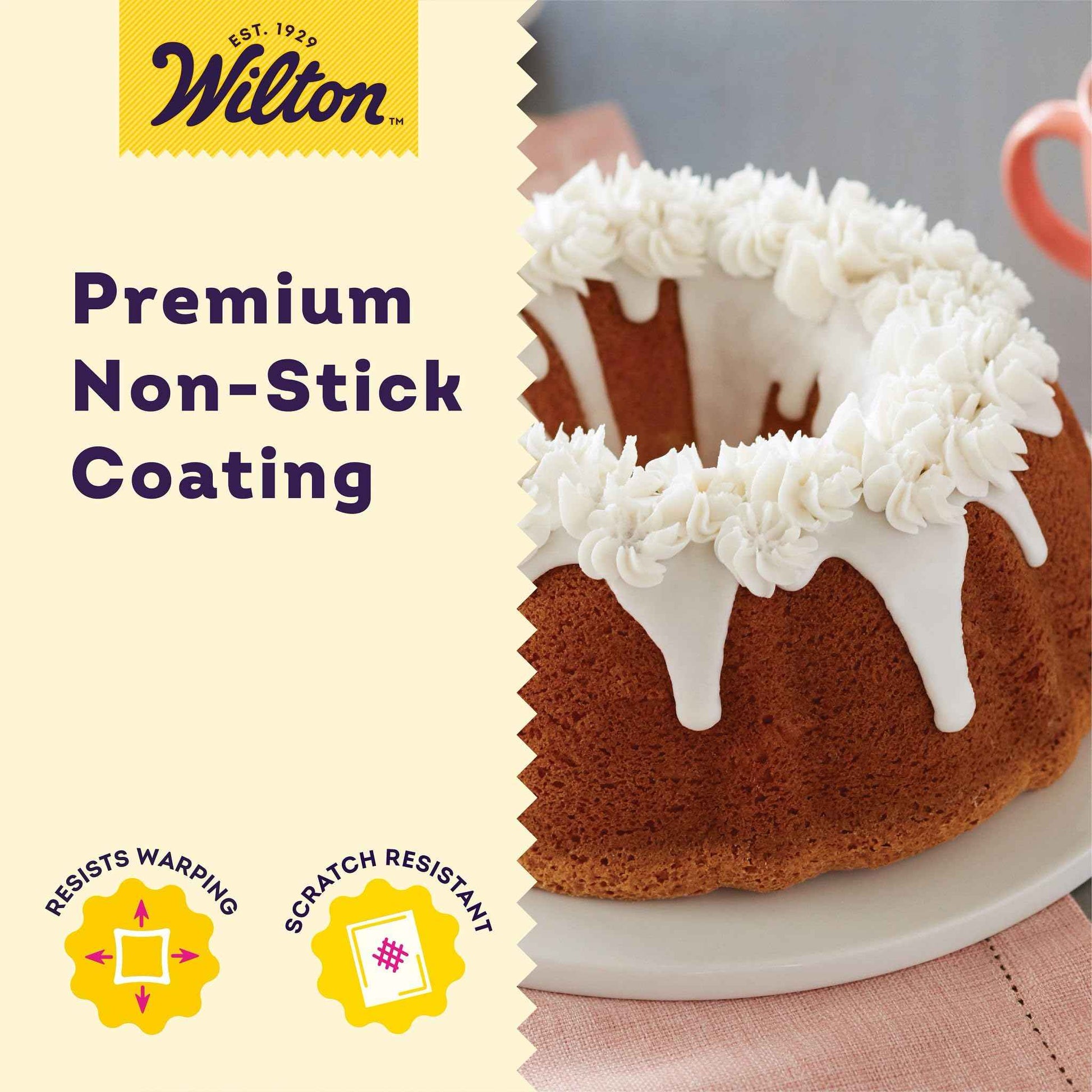 Wilton Gold Non-Stick 9.49 in Fluted Bundt Cake Pan, Stainless Steel Bakeware, Made without PFAS, Packaging May Vary