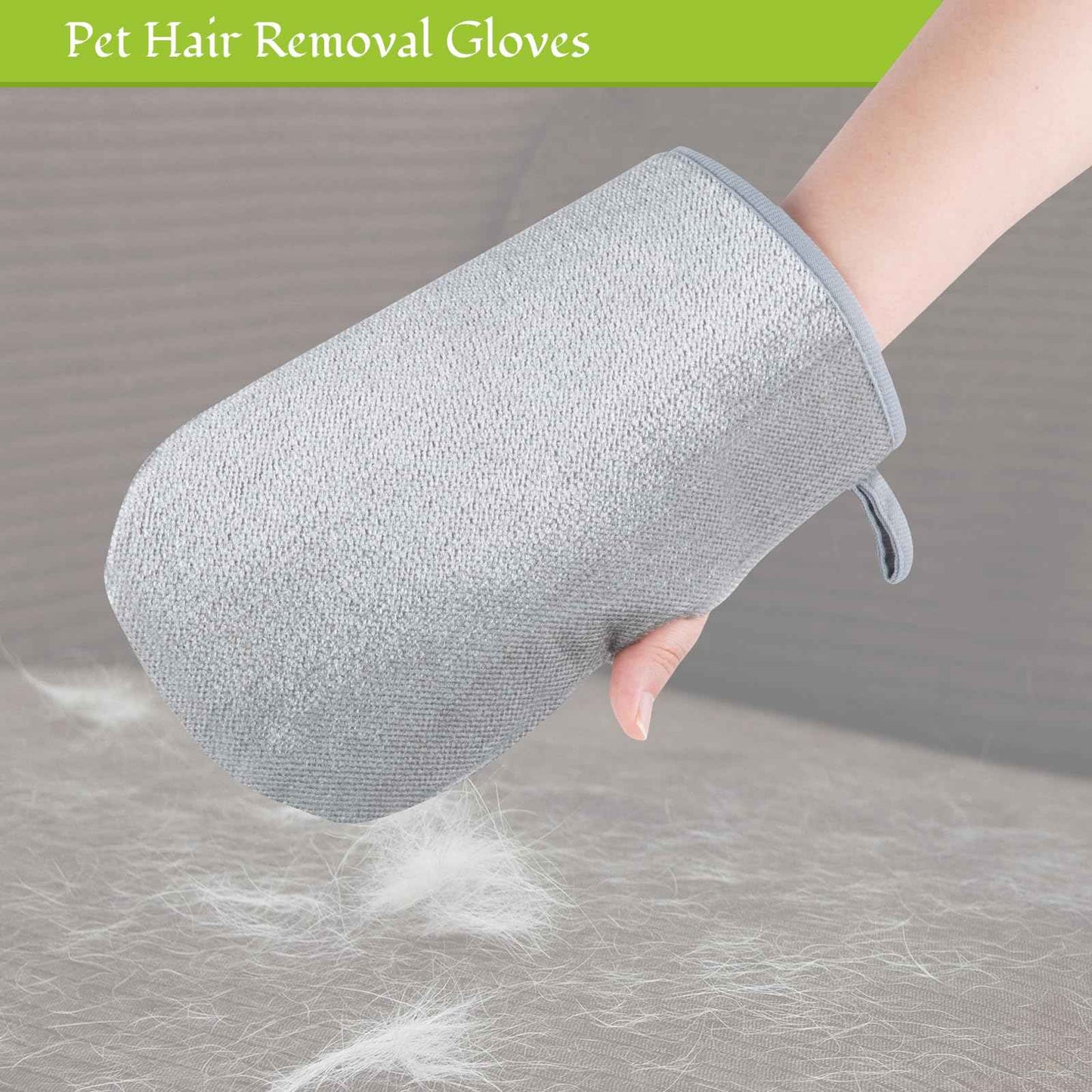 180°Rotating Rubber Broom with Squeegee for Pet Hair Removal - 50" Iron Handle Fur Remover Rake Brush for Carpet, Hardwood & Tile Floors, Includes Pet Hair Removal Gloves (Green)