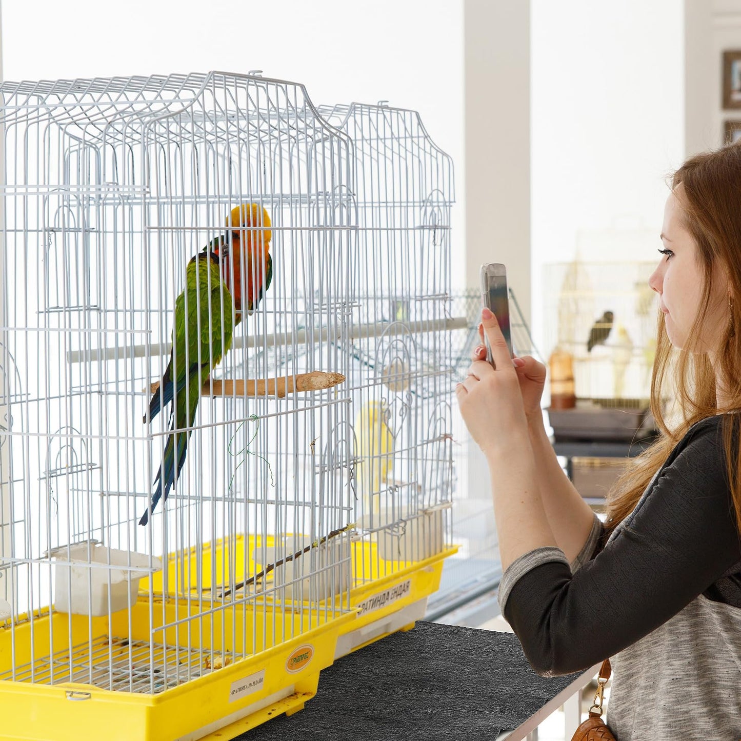 Nuanchu Large Bird Cage Mat, 48 x 36 Inch Under Pet Cage Mat, Absorbent/Waterproof Felt Pad for Bird Cages, Reptile Aquariums, Dog Kennels, with Non-Slip Backing for Hard Floors and Surfaces