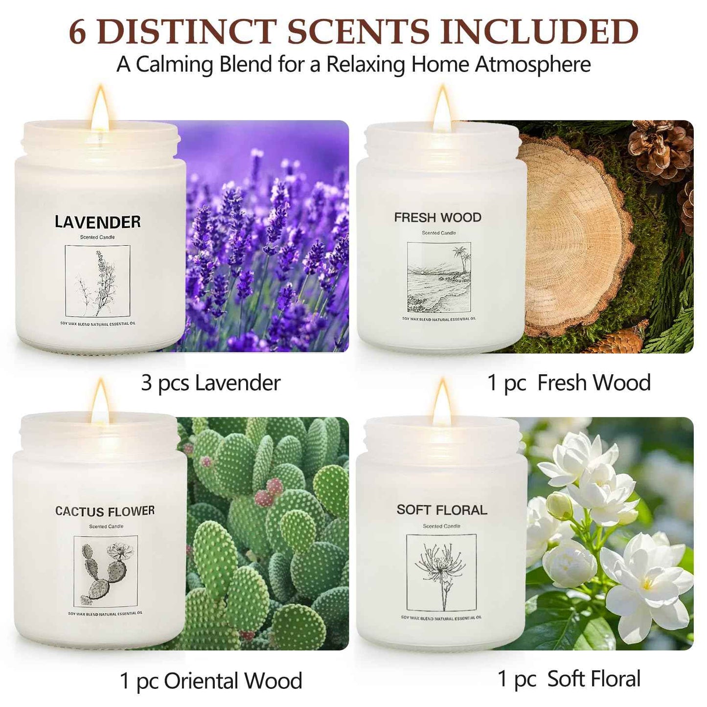 Lavender Candle Gift Set, 4 Pack Soy Wax Scented Candles for Home – Lavender, Sage & Ponderosa Pine – Aromatherapy Candles for Relaxation, Stress Relief & Christmas Gifts for Women