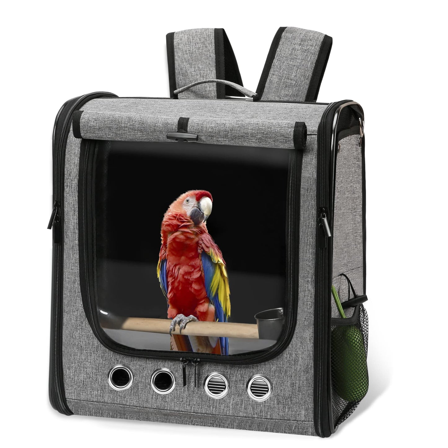 SUERTREE Bird Carrier Bag With Stand, Lightweight Backpack for Parrot, Portable Travel Cage, Pet Transparent Breathable Carrier