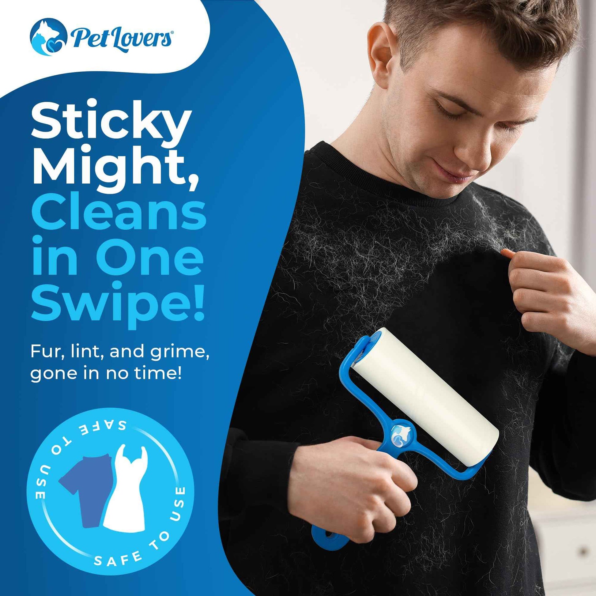 PetLovers Extra Sticky Lint Roller Mega Value Set 450 Sheets for Pet Hair Removal and Clothes, Dog and Cat Lint Remover 5 Pack