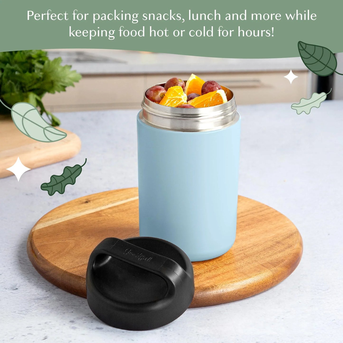 Goodful Stainless Steel Food Jar, Double Wall Vacuum Sealed Insulated Food Storage Container with Carry Handle Lid, 16-Ounce, Gray - Jlhbookstore.store