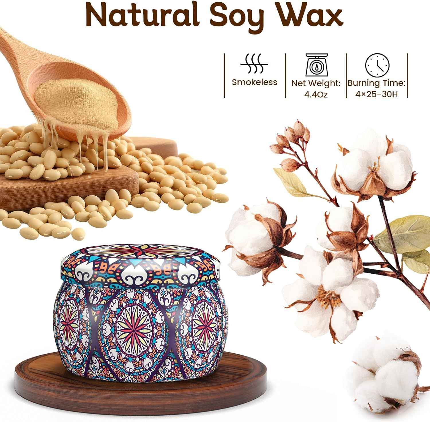 TranquilBliss Scented Candle Set, 4 Pack Soy Wax Candles, 120H Burn Time, Ideal Gifts for Women, Birthday Presents