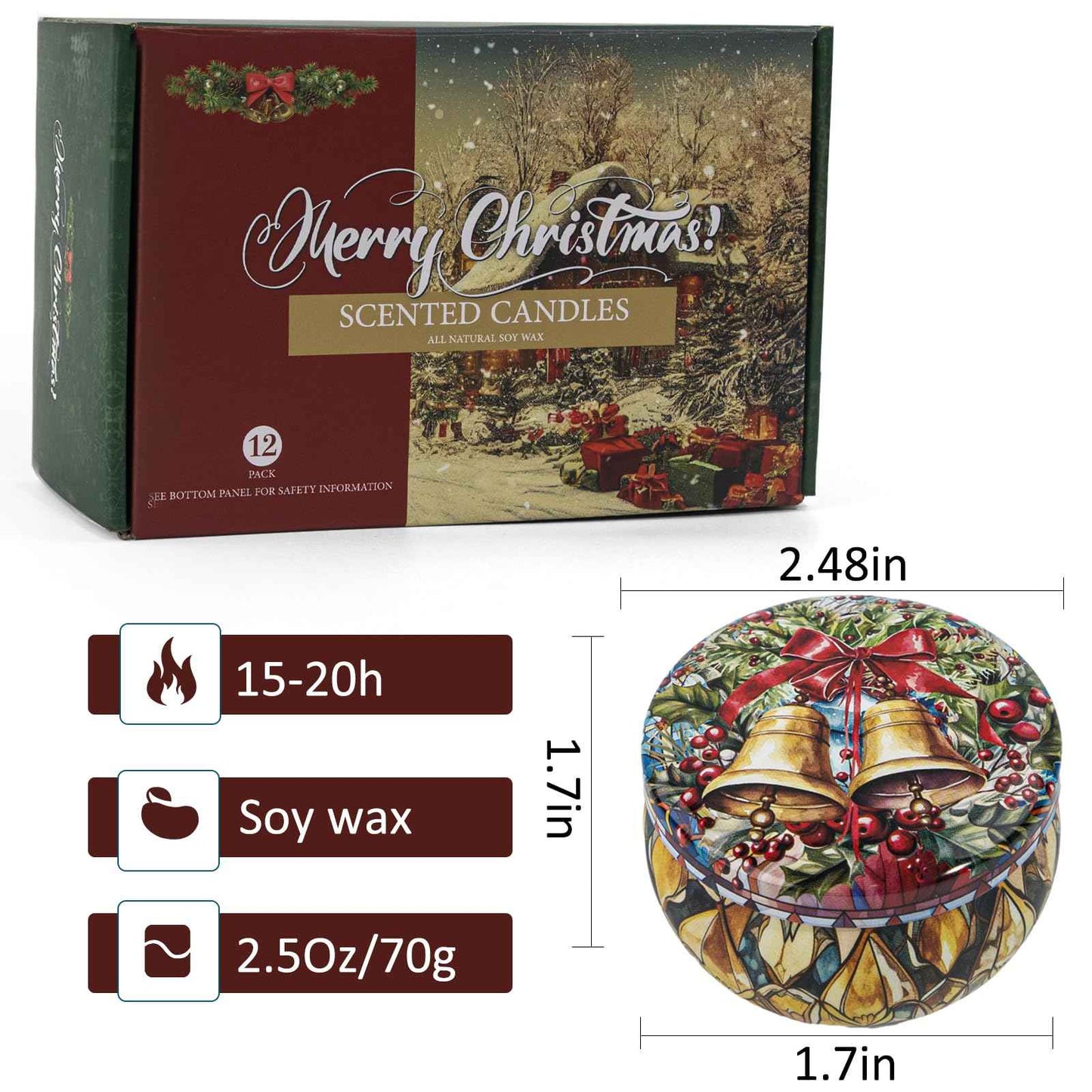 Scented Candles Gift Set,12 Pack Candles for Home Scented, 300 Hour Long Lasting Soy Wax Aromatherapy Candle Set, Birthday Gifts for Women with Gift Box