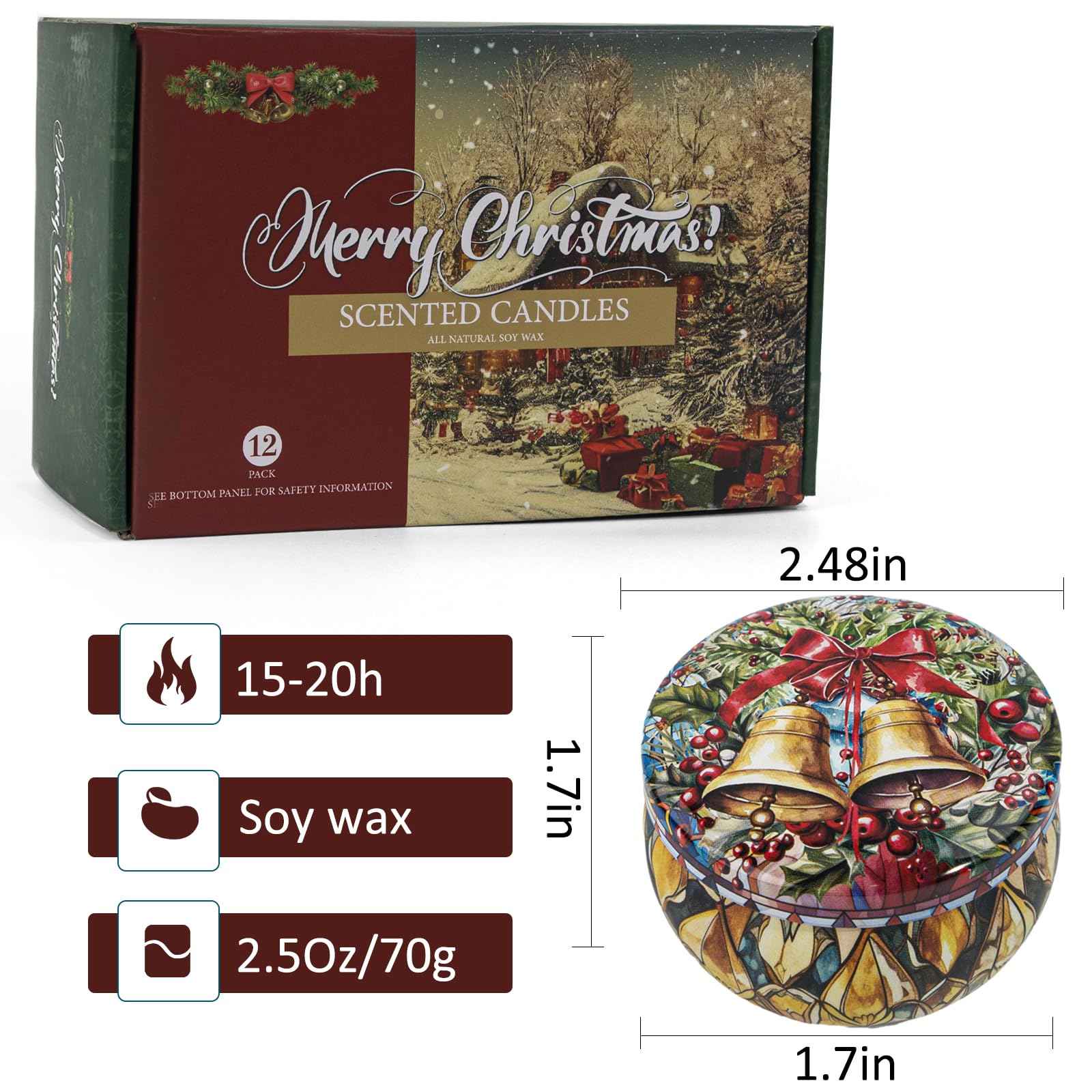 Scented Candles Gift Set,12 Pack Candles for Home Scented, 300 Hour Long Lasting Soy Wax Aromatherapy Candle Set, Birthday Gifts for Women with Gift Box