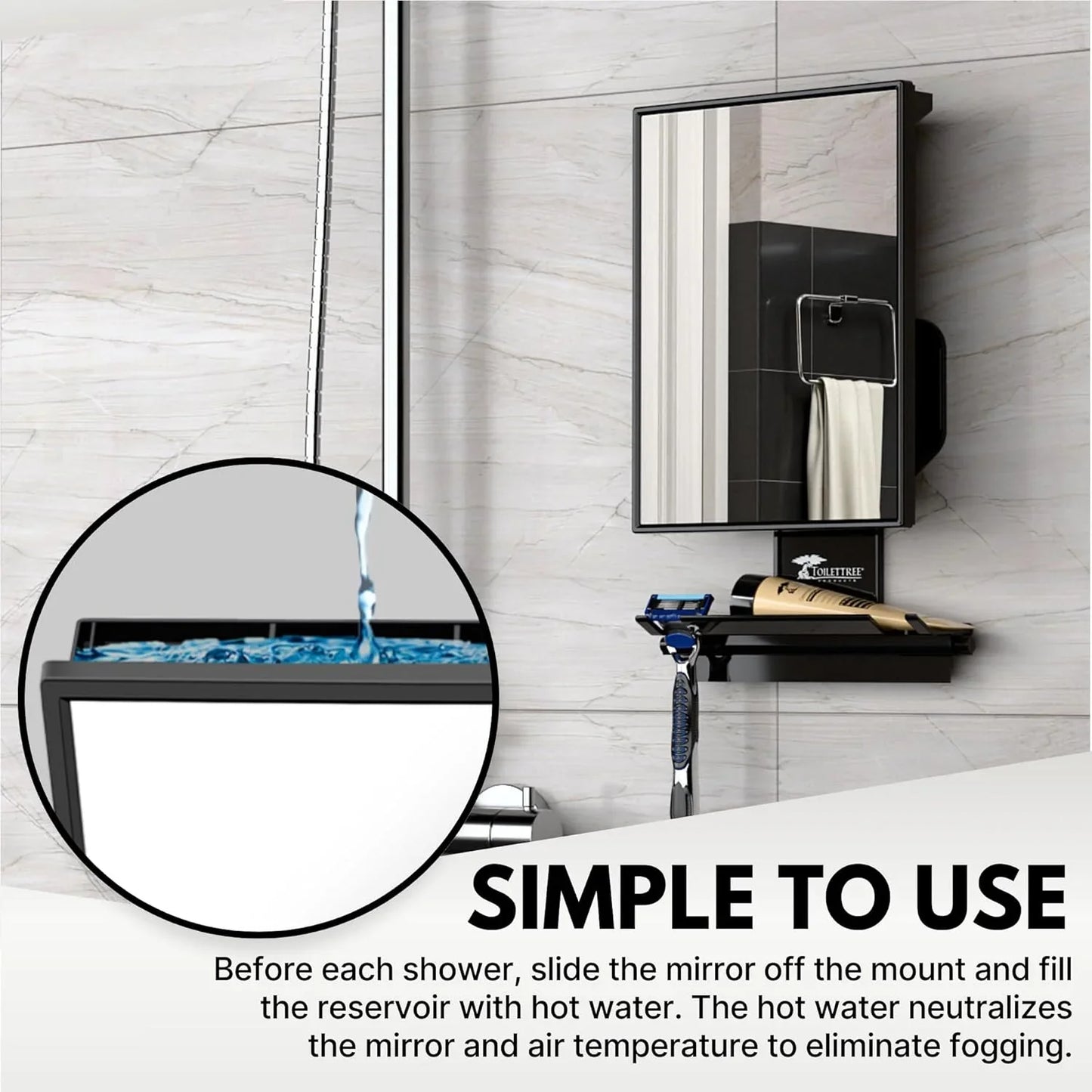 ToiletTree Products Fogless Shower Mirror - Anti-Fog Mirror - Adjustable Shaving Mirror with a Squeegee - Rust-Proof, Impact-Resistance Bathroom Shower Mirror - Tall - Jlhbookstore.store