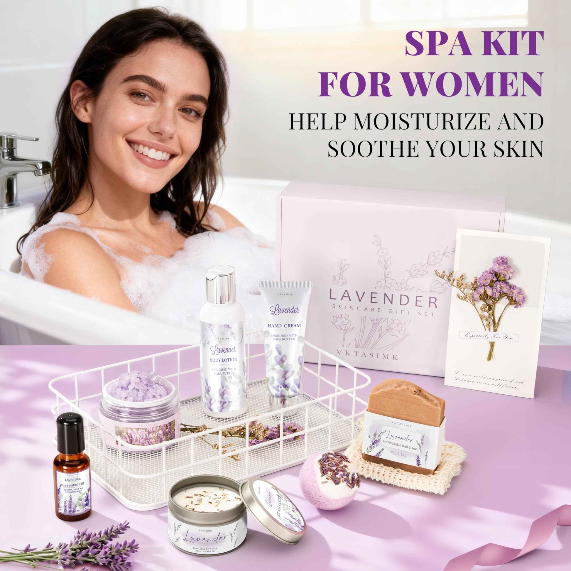 Gifts for Women, Birthday Gifts for Women, Bath and Body Gift Basket Mothers Day Gifts, Rose Home Spa Set Self Care Gift, Thank You for Mom Sister Her Teacher Friends Friendship