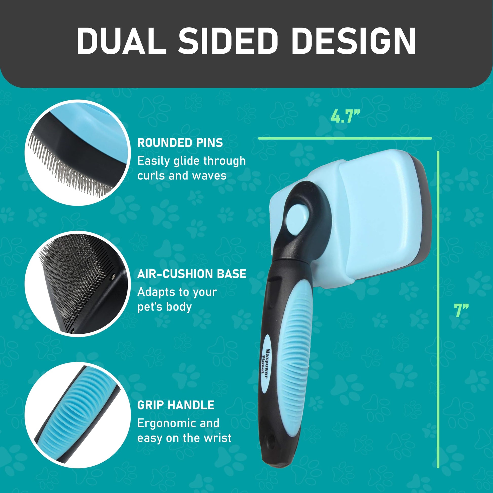 Maxpower Planet Pet Grooming Brush - Double Sided Shedding and Dematting Undercoat Rake Comb for Dogs and Cats,Extra Wide (B1 - Rake, Gloves & Comb, Large) jlhbookstore.store