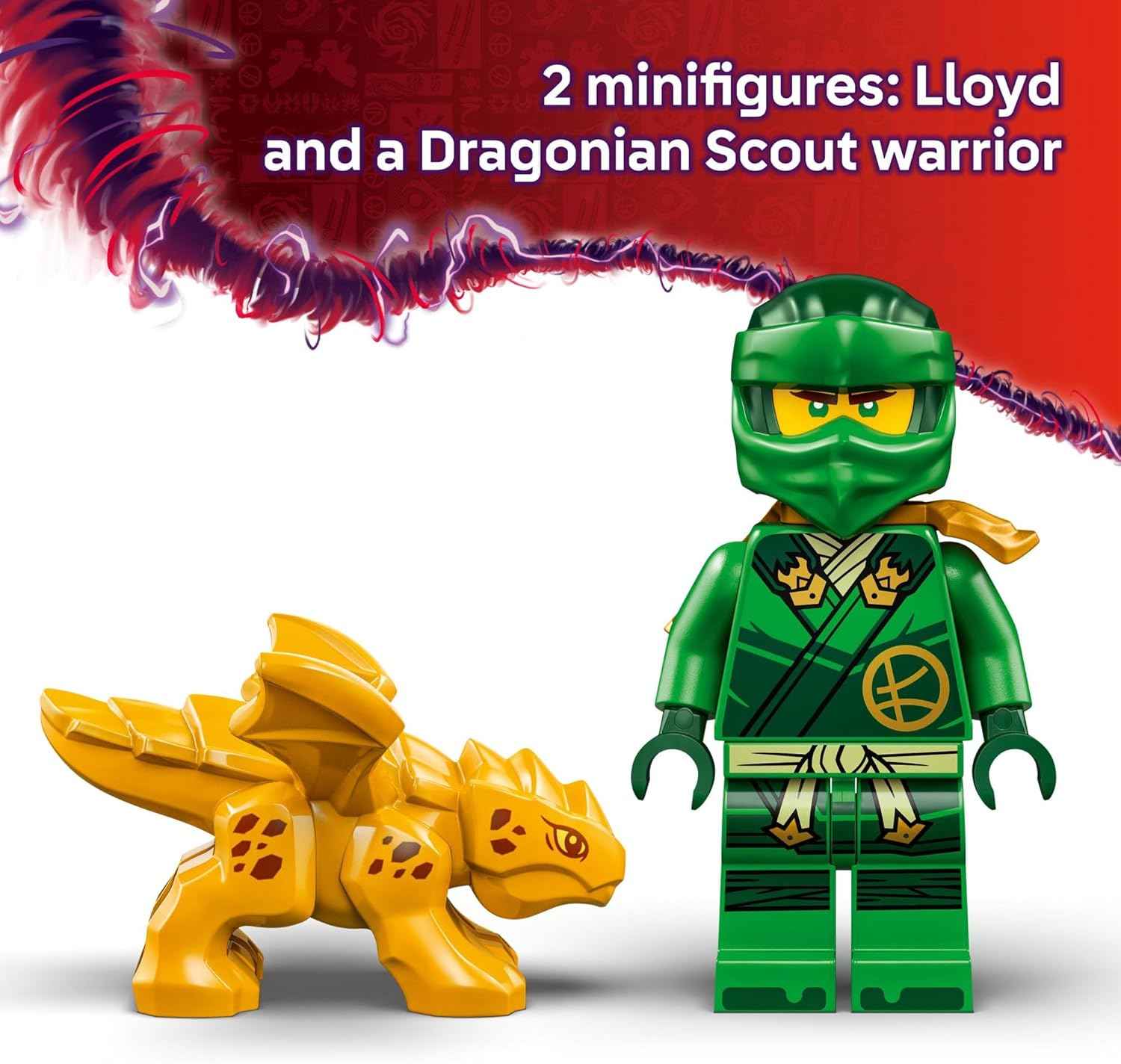 LEGO NINJAGO Lloyd's Green Forest Dragon Toy - Pretend Play Building Toy for Boys and Girls, Ages 6+ - Birthday Gift for Kids - Dragon Figurine with 2 Minifigures for Kids - 71829