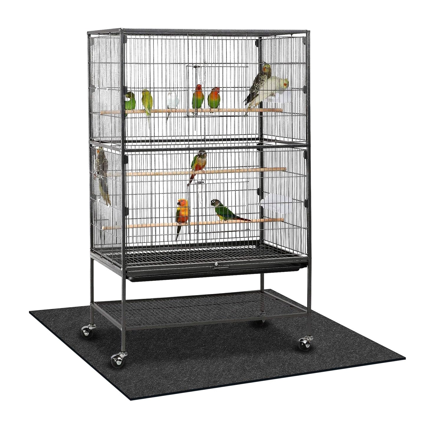Nuanchu Large Bird Cage Mat, 48 x 36 Inch Under Pet Cage Mat, Absorbent/Waterproof Felt Pad for Bird Cages, Reptile Aquariums, Dog Kennels, with Non-Slip Backing for Hard Floors and Surfaces