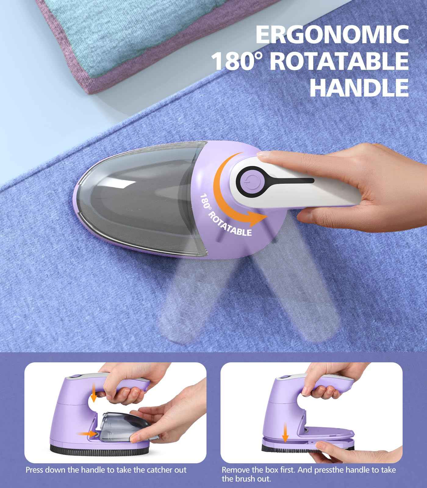 POPCHOSE Fabric Shaver, Lint Remover for Clothes, Lint Shaver with 6-Leaf Blades, 2 Speed Sweater Shavers to Remove Pilling for Clothing, Couch, Furniture, Fuzz, USB Rechargeble, Gray…