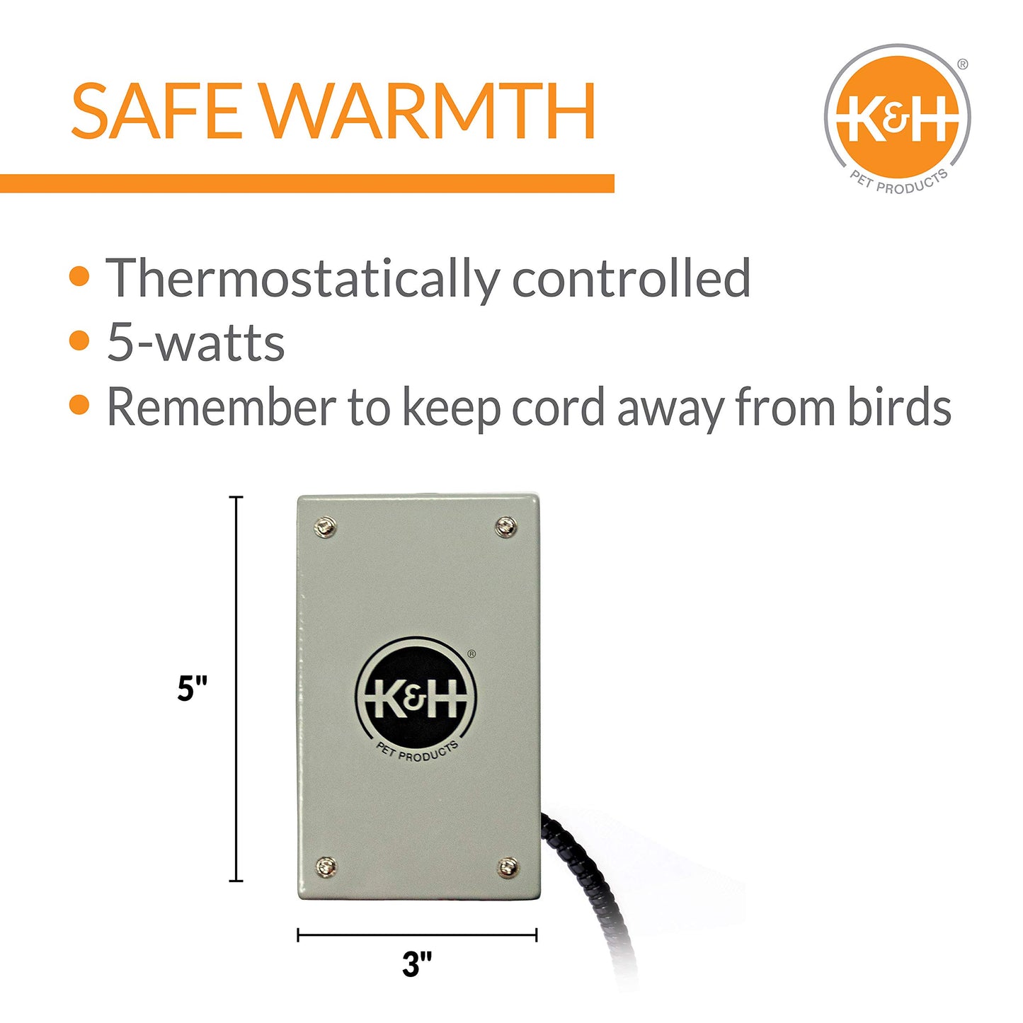 K&H Pet Products Snuggle-Up Bird Cage Heater, Bird Cage Accessory, Exotic Avian Warming Panel for Small Exotics Like Parakeet, Cockatiel, Canary - Small 5 X 3in Gray 12V