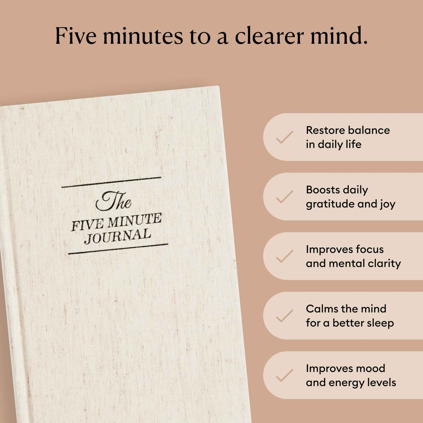 Intelligent Change The Five Minute Journal - Original Daily Gratitude Journal 2025 for Happiness, Mindfulness & Reflection - Daily Affirmations - Undated Planner Gifts for Women & Men