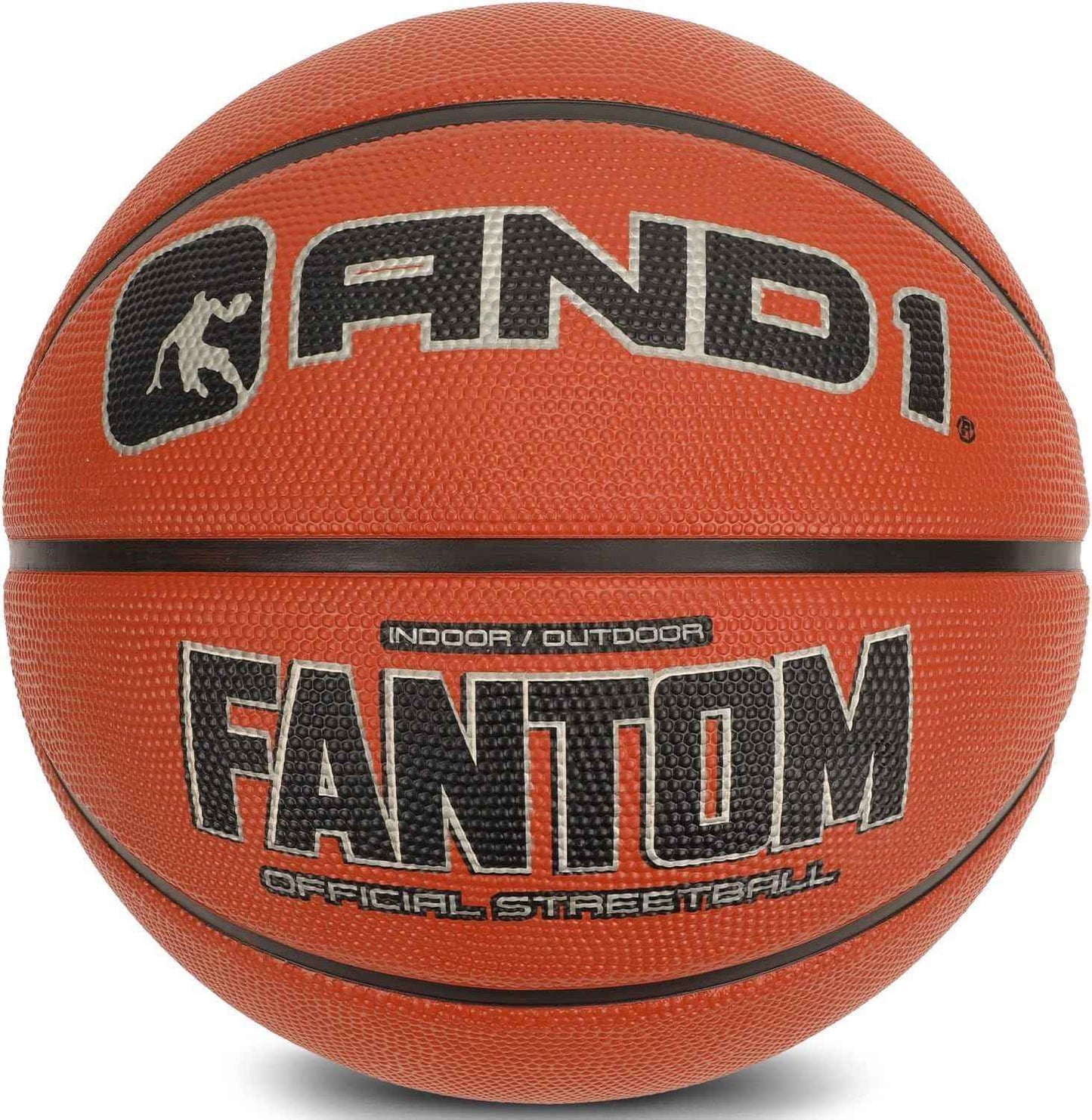 AND1 Fantom Rubber Basketball: Official Regulation Size 7 (29.5 inches) - Deep Channel Construction Streetball, Made for Indoor Outdoor Basketball Games