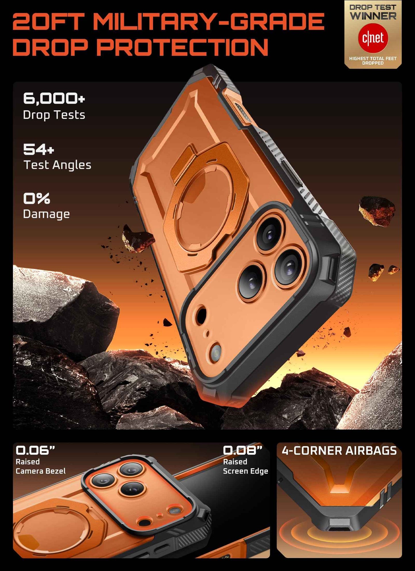 SUPCASE for iPhone 17 Pro Max Case (UBGrip Pro), [Built-in Tempered Glass Screen Protector & Stand] [Camera Control Cover] [Compatible with MagSafe] Full Body Heavy Duty Magnetic Phone Case, Coral