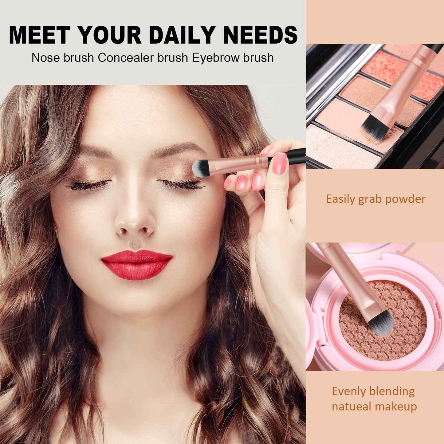 Raffaello Makeup Brushes 15Pcs Makeup Brush Set Premium Synthetic Powder Foundation Contour Blush Concealer Eye Shadow Blending Liner Make Up Brush Kit