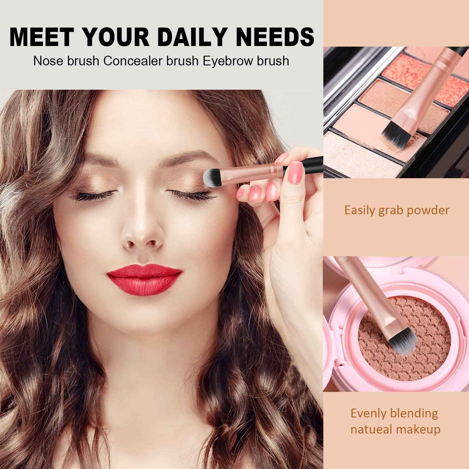 Raffaello Makeup Brushes 15Pcs Makeup Brush Set Premium Synthetic Powder Foundation Contour Blush Concealer Eye Shadow Blending Liner Make Up Brush Kit