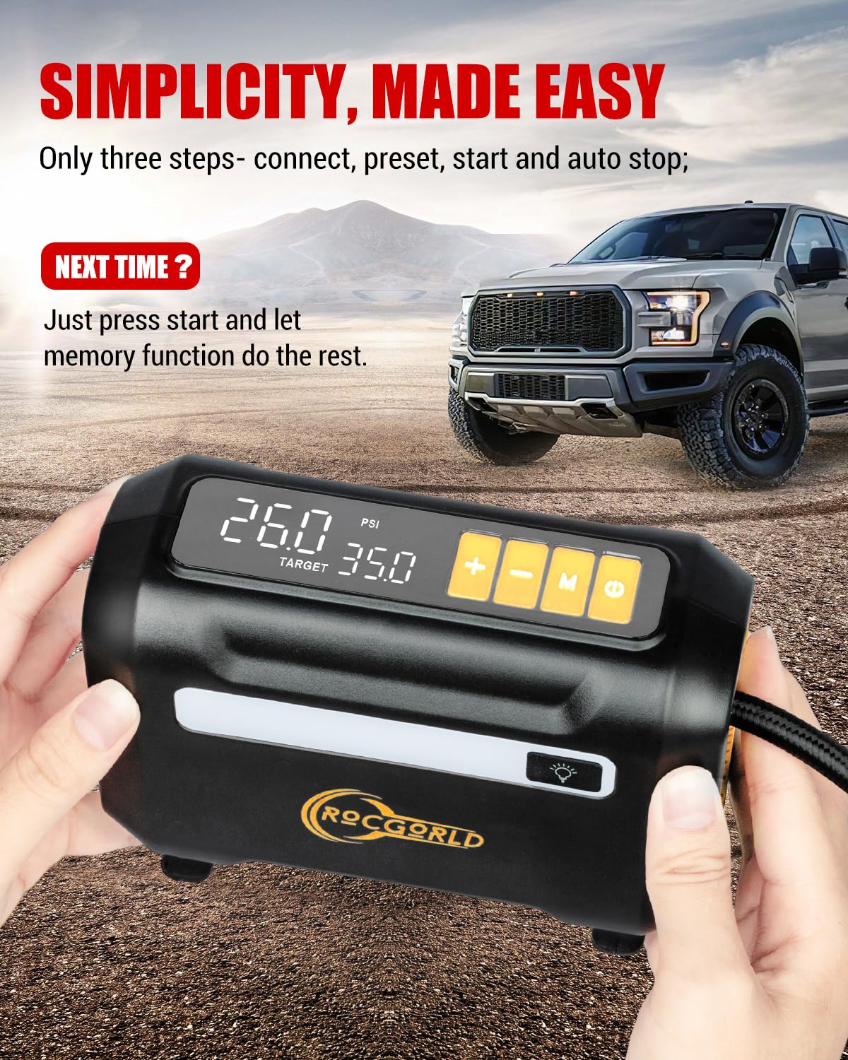 R8 Tire Inflator Portable Air Compressor, DC 12V Air Compressor Portable with Large Dual Digital Screen, 3X Faster Inflation Air Pump for Car, Bike, Ball, Motor
