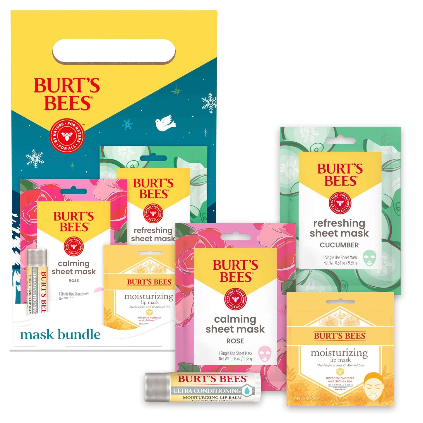 Burt's Bees Christmas Gifts, 3 Body Skincare Stocking Stuffers, Hand Repair Set, 3 Hand Creams plus Gloves - Almond Milk Hand Cream, Lemon Butter Cuticle Cream, Shea Butter Hand Repair Cream